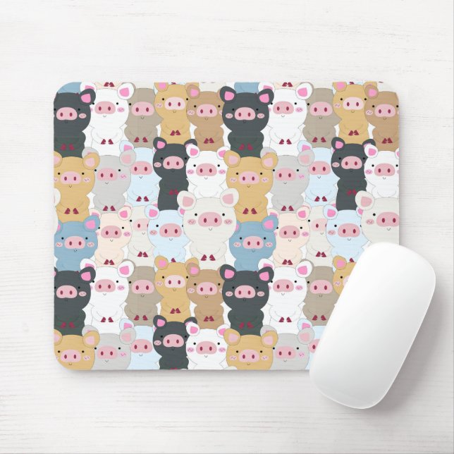 Cute Pattern of Pigs Mouse Pad (With Mouse)