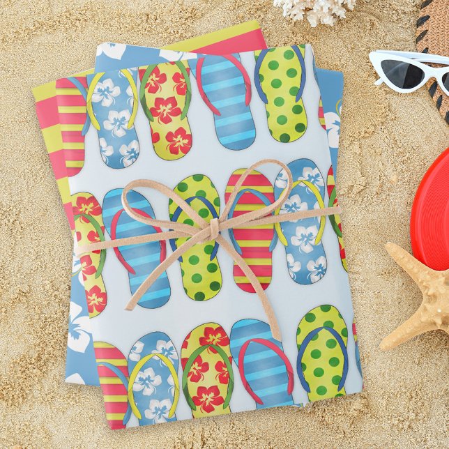 Cute Pattern Simple Summer Flip Flops  Wrapping Paper Sheet (Creator Uploaded)