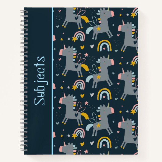 Cute Pattern Unicorn Notebook (Front)
