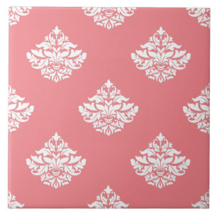 Cute pattern Victorian beautiful artistic pink Ceramic Tile