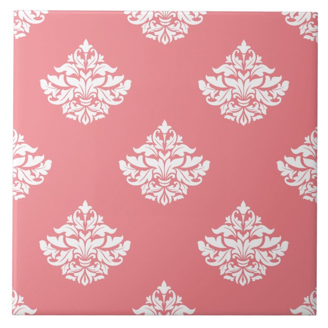 Cute pattern Victorian beautiful artistic pink Ceramic Tile (Front)