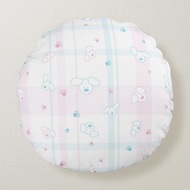 Cute pattern with dogs round cushion (Front)