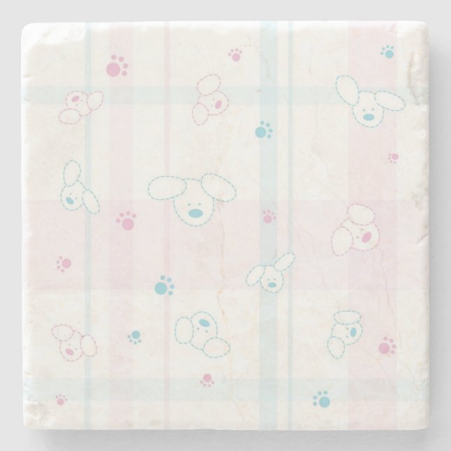 Cute pattern with dogs stone coaster (Front)