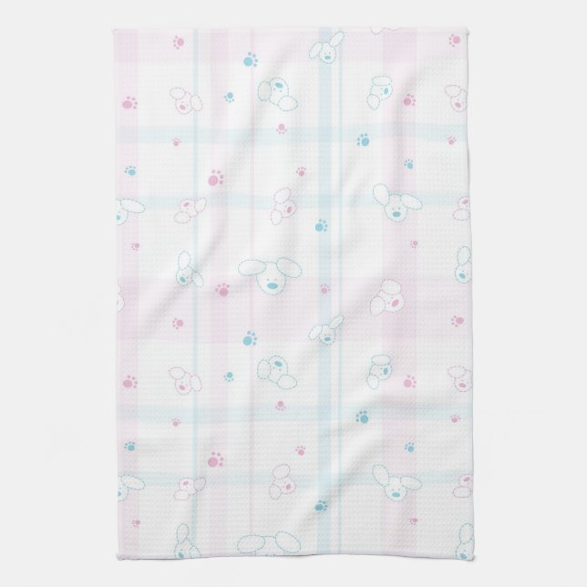 Cute pattern with dogs tea towel (Vertical)