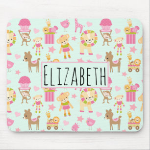 Cute Pattern with Happy Animals & Toys Mouse Pad