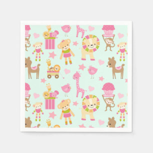 Cute Pattern with Happy Animals & Toys Napkin