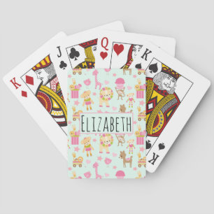 Cute Pattern with Happy Animals & Toys Playing Cards