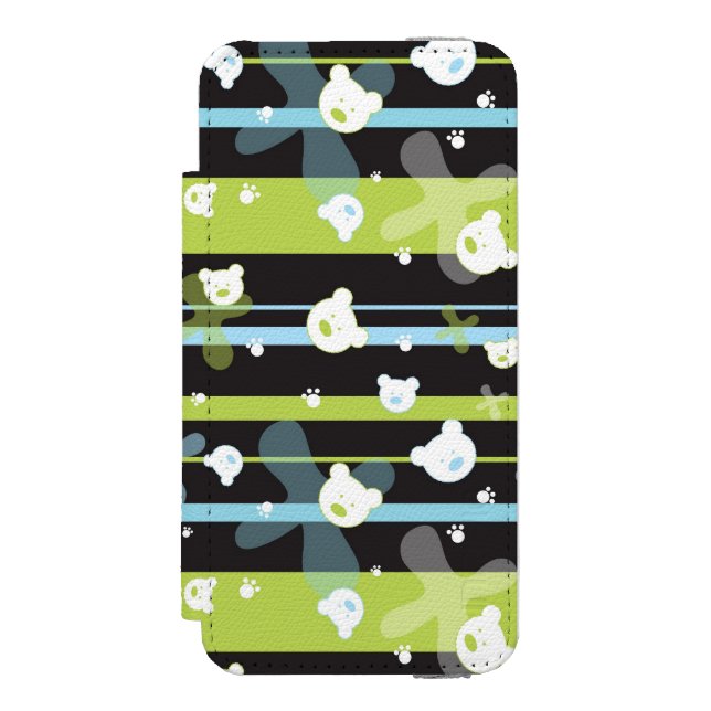 Cute pattern with little bears incipio iPhone wallet case (Folio Front)