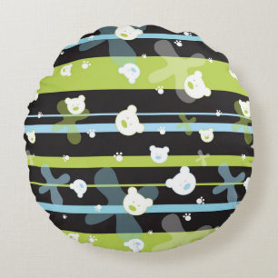 Cute pattern with little bears round cushion