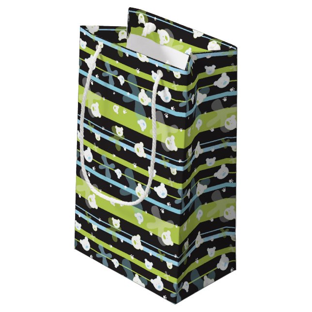 Cute pattern with little bears small gift bag (Back Angled)