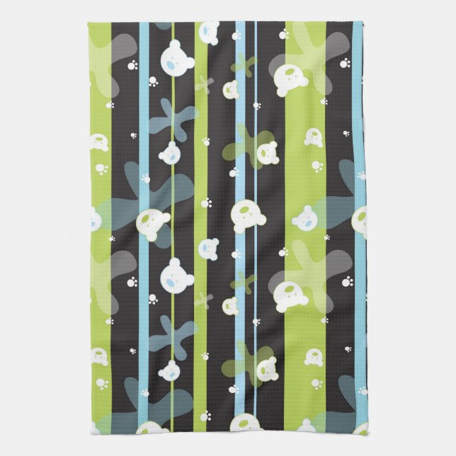 Cute pattern with little bears tea towel (Vertical)