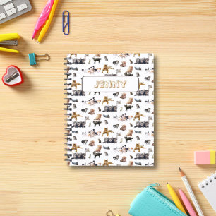 Cute pattern with photos of Cats and kittens name Notebook
