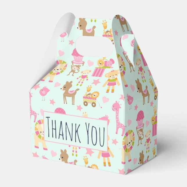 Cute Pattern with Whimsical Animals & Toys Favour Box (Front Side)