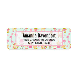Cute Pattern with Whimsical Animals & Toys Return Address Label