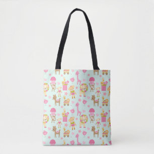 Cute Pattern with Whimsical Animals & Toys Tote Bag