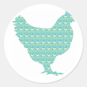 Cute patterned chicken classic round sticker