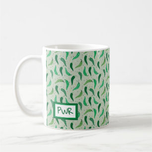 Cute Patterned Chile Peppers on Green Coffee Mug