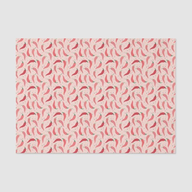 Cute Patterned Chile Peppers on Pink Tissue Paper (Front)