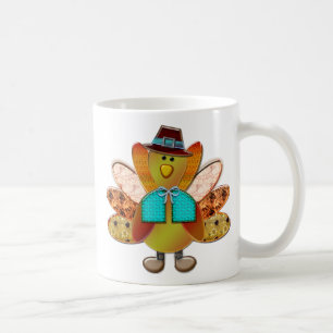 Cute Patterned Designer Pilgrim Turkey Coffee Mug
