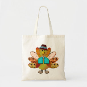 Cute Patterned Designer Pilgrim Turkey Tote Bag