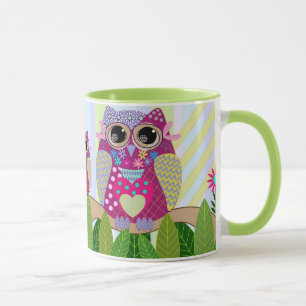 Cute Patterns Owl & Stripes mug