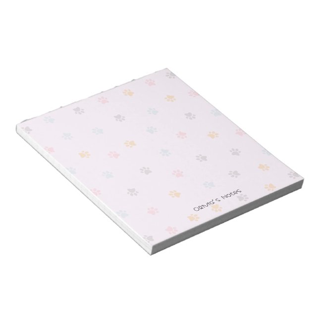 Cute PAW Dog cat colourful gradient Personalised  Notepad (Angled)