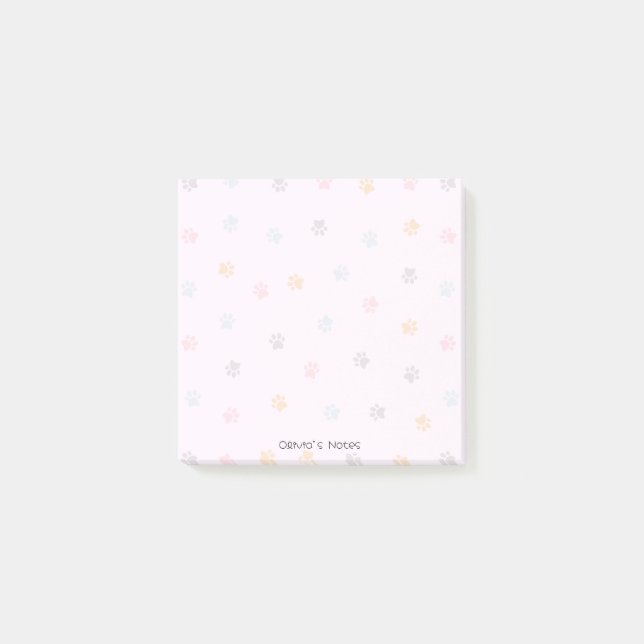 Cute PAW Dog cat colourful gradient Personalised  Post-it Notes (Front)