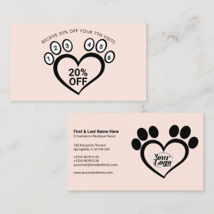 Cute Paw Pet Grooming Vet Loyalty Business Card