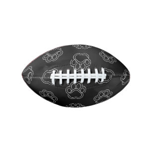 Cute Paw Print Animal Dog Lover White Line Contour Football