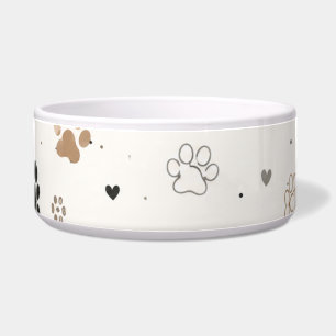 Cute Paw Print Dog Bowl
