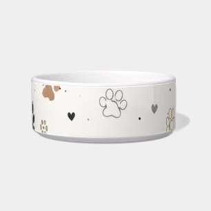 Cute Paw Print Dog Bowl