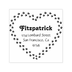 Cute Paw Print Heart Return Address Self-inking Stamp