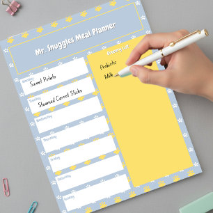 Cute Paw Print Meal Planner Notepad