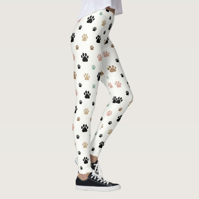 Cute Paw Print Minimal Pet Pattern Leggings (Right)