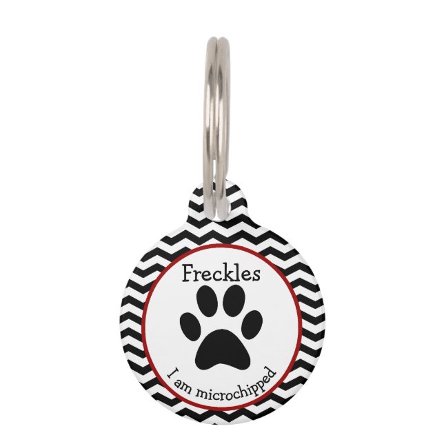 Cute Paw Print Personalised Pet Tag (Front)