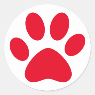 Cute Paw Print Pet Cat Dog Simple Red White Classic Round Sticker