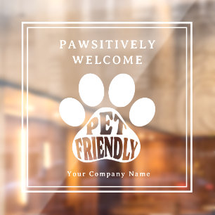 Cute Paw Print Pet Friendly Signage Window Decal