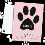 Cute Paw Print Pink Happy birthday Postcard<br><div class="desc">Cute Paw Print Pink Happy birthday Postcard. This birthday postcard for children features a black dog paw print on a pink background. Personalise the postcard with your name and you can also change the Happy birthday text.</div>
