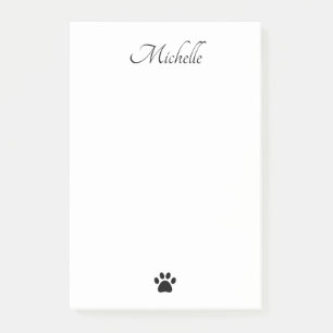 Cute Paw Prints Black White Personalised Post-it Notes