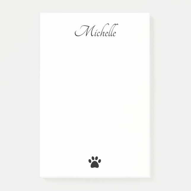 Cute Paw Prints Black White Personalised Post-it Notes (Front)