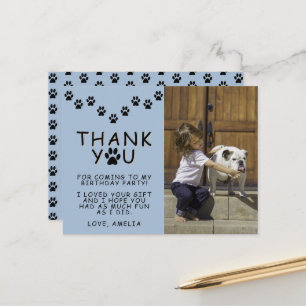 Cute Paw Prints Kids Birthday Photo Thank you Postcard