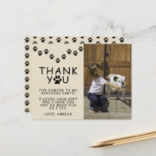 Cute Paw Prints Kids Birthday Photo Thank you Postcard