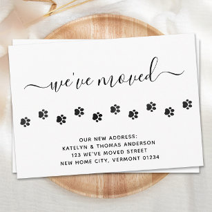Cute Paw Prints Personalised We've Moved Moving Announcement
