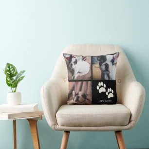Cute Paw Prints Pet Photo Collage Cushion