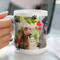 Cute Paw Prints & Red Hearts Four Pet Photos