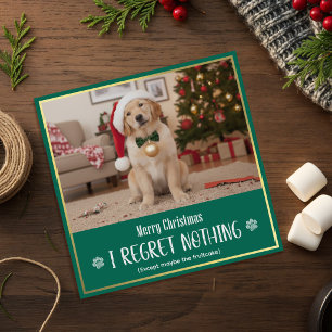 Cute Paw Puppy Dog Photo Merry Christmas Holiday Card