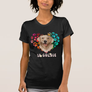 Cute paw Rainbow gradient Heart golden Dog Pet T-Shirt
