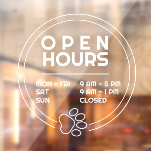 Cute Paw Round Business Open Hours Door