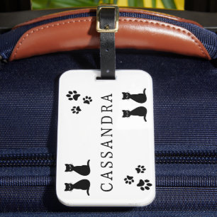 Cute Paws & Cats Personalised Name Luggage Tag