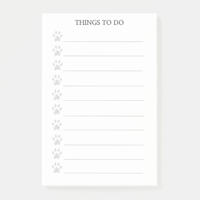 Cute Paws Personalised Things To Do Post-it Notes (Front)